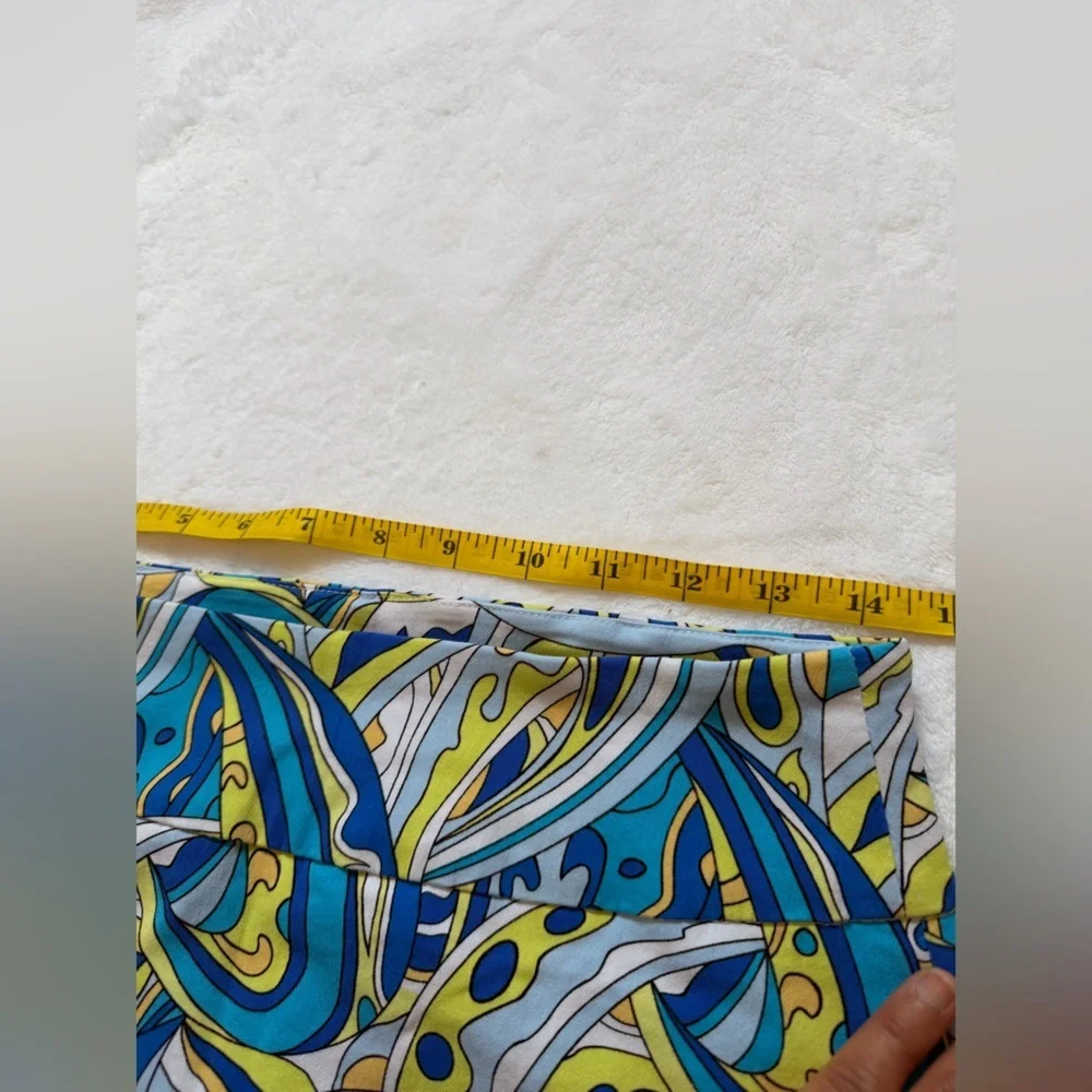 Lulu-B Size 4 Blue & Yellow Psychedelic Print Skort | Golf Resort Stretch Skirt